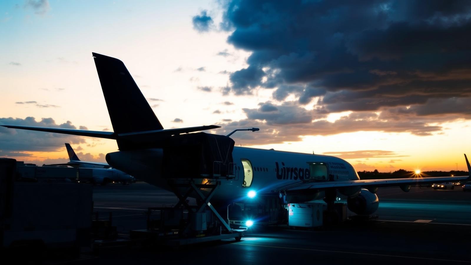 Cargo aircraft at dusk