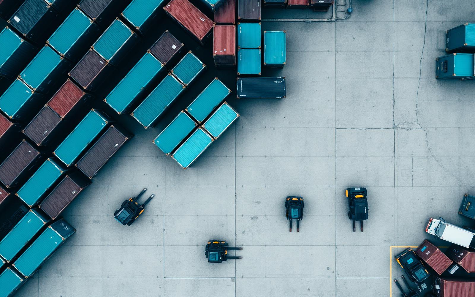 Aerial view of container yard